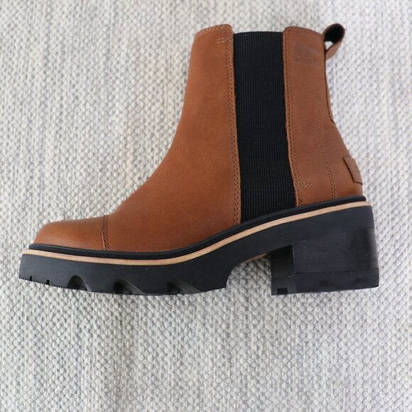 Sorel Joan Now Chelsea Boots Women's 8 Brown Leather Waterproof Lug Sole Block - Picture 11 of 16